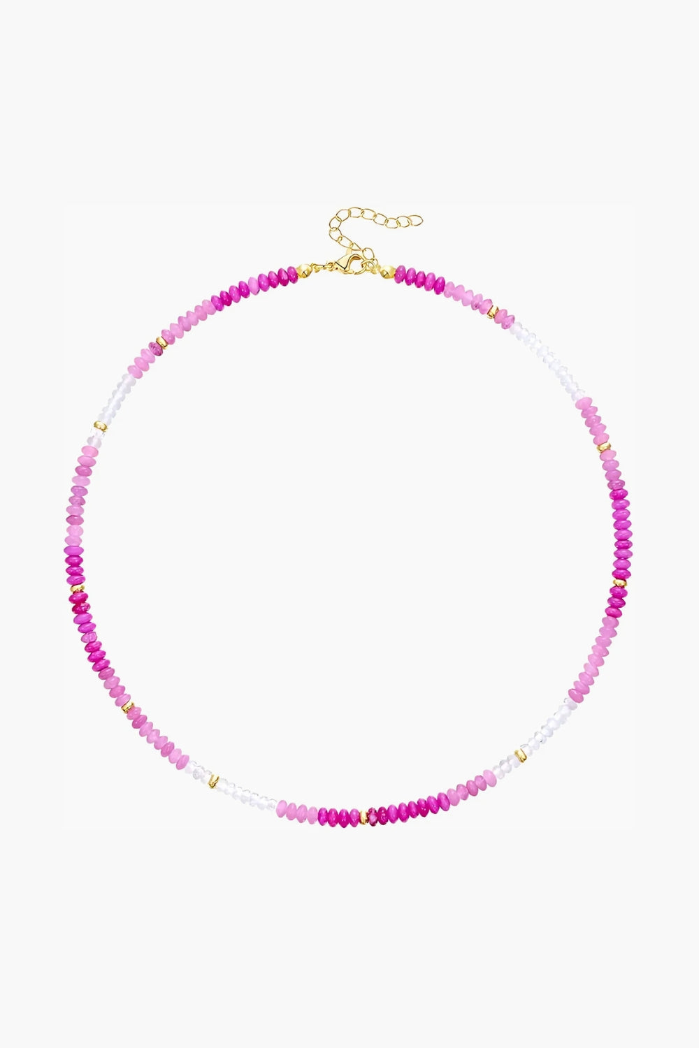 Lola Necklace Peony – slim gold-plated necklace with pastel pink, rose, and ivory gemstone beads