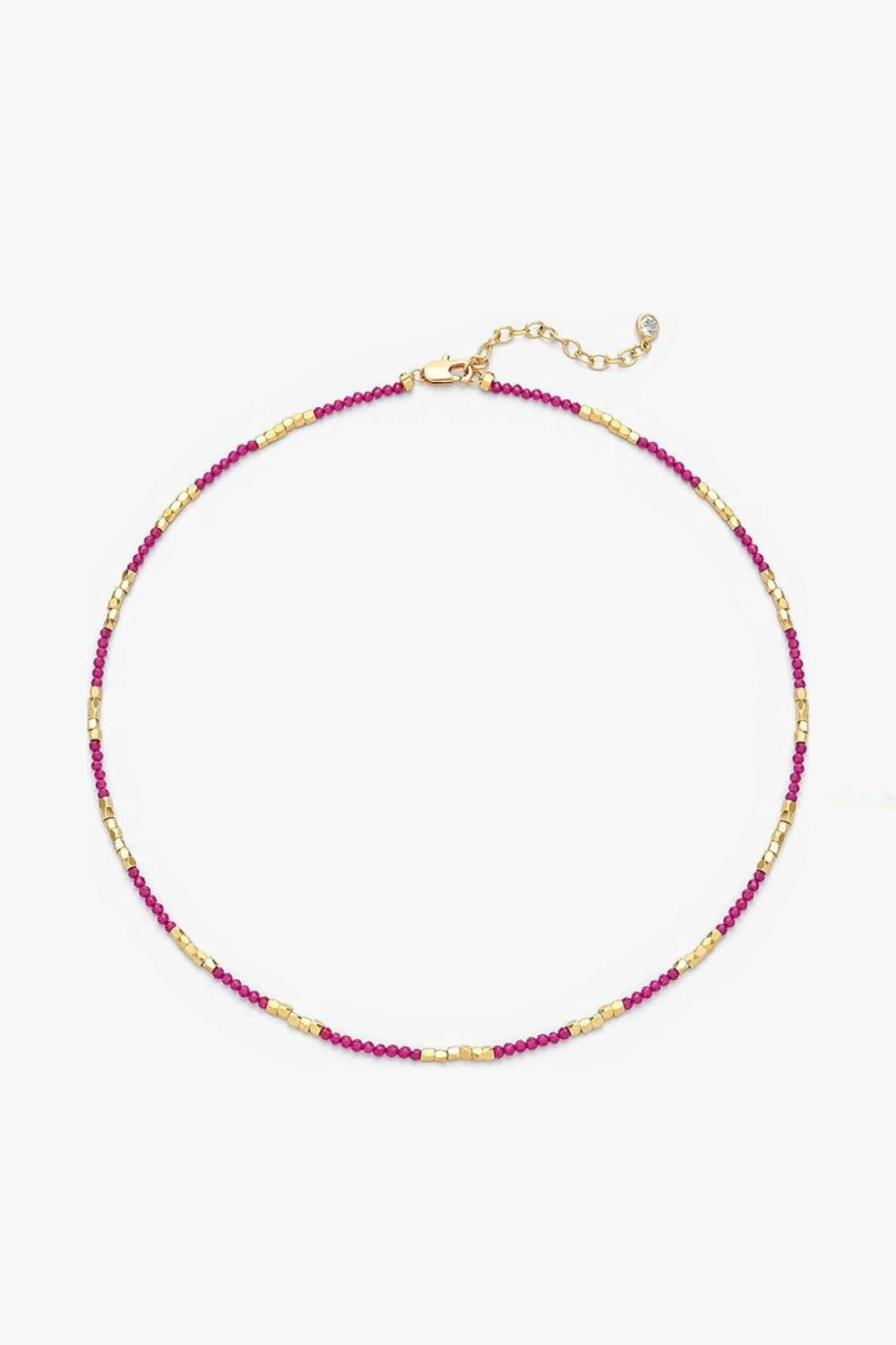 Lucia Necklace Blushing – slim gold-plated necklace with blush pink and rose gemstone beads