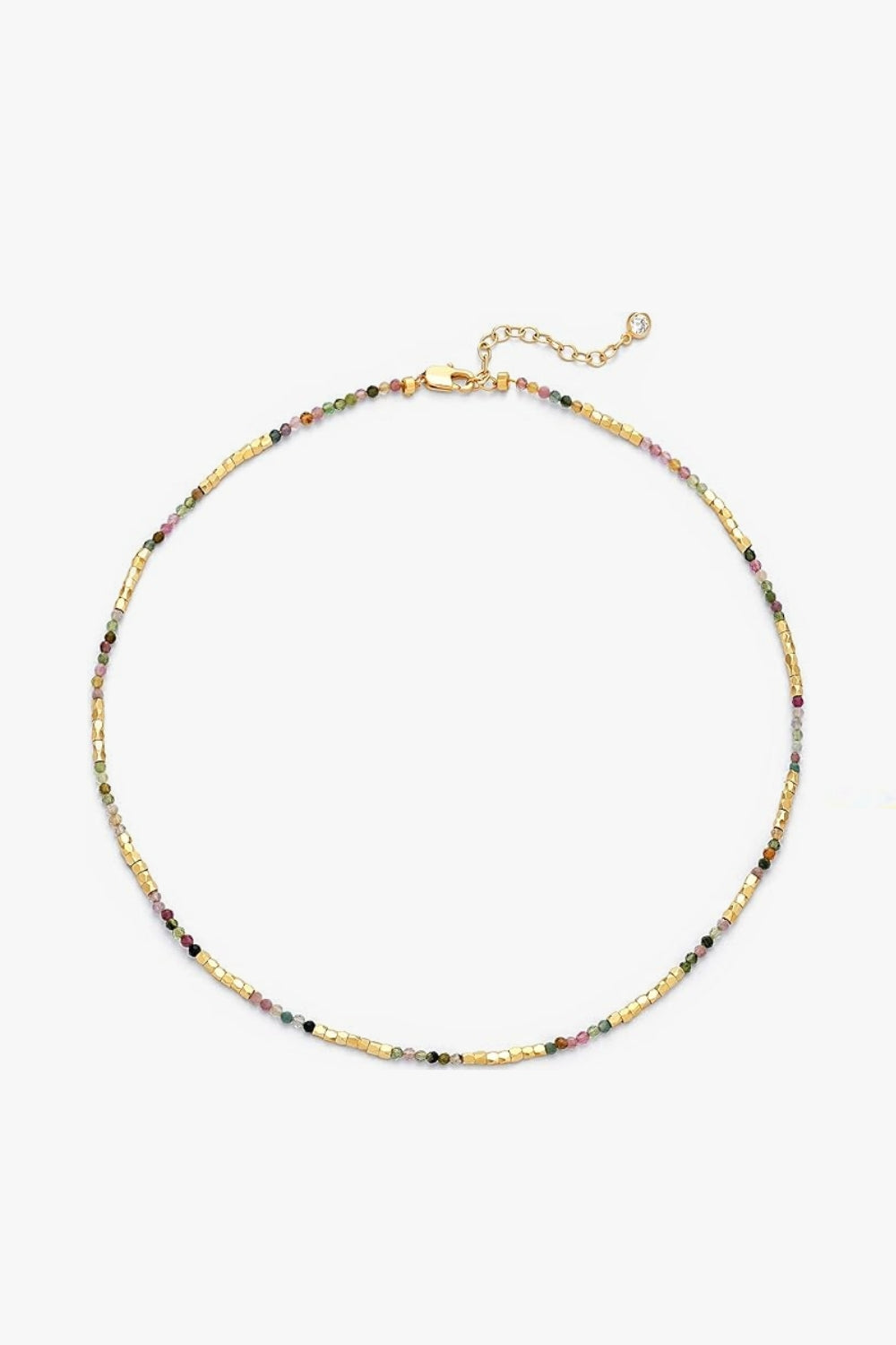 Lucia Necklace Celestial – slim gold-plated necklace with midnight blue, pink, green and black tourmaline gemstone beads