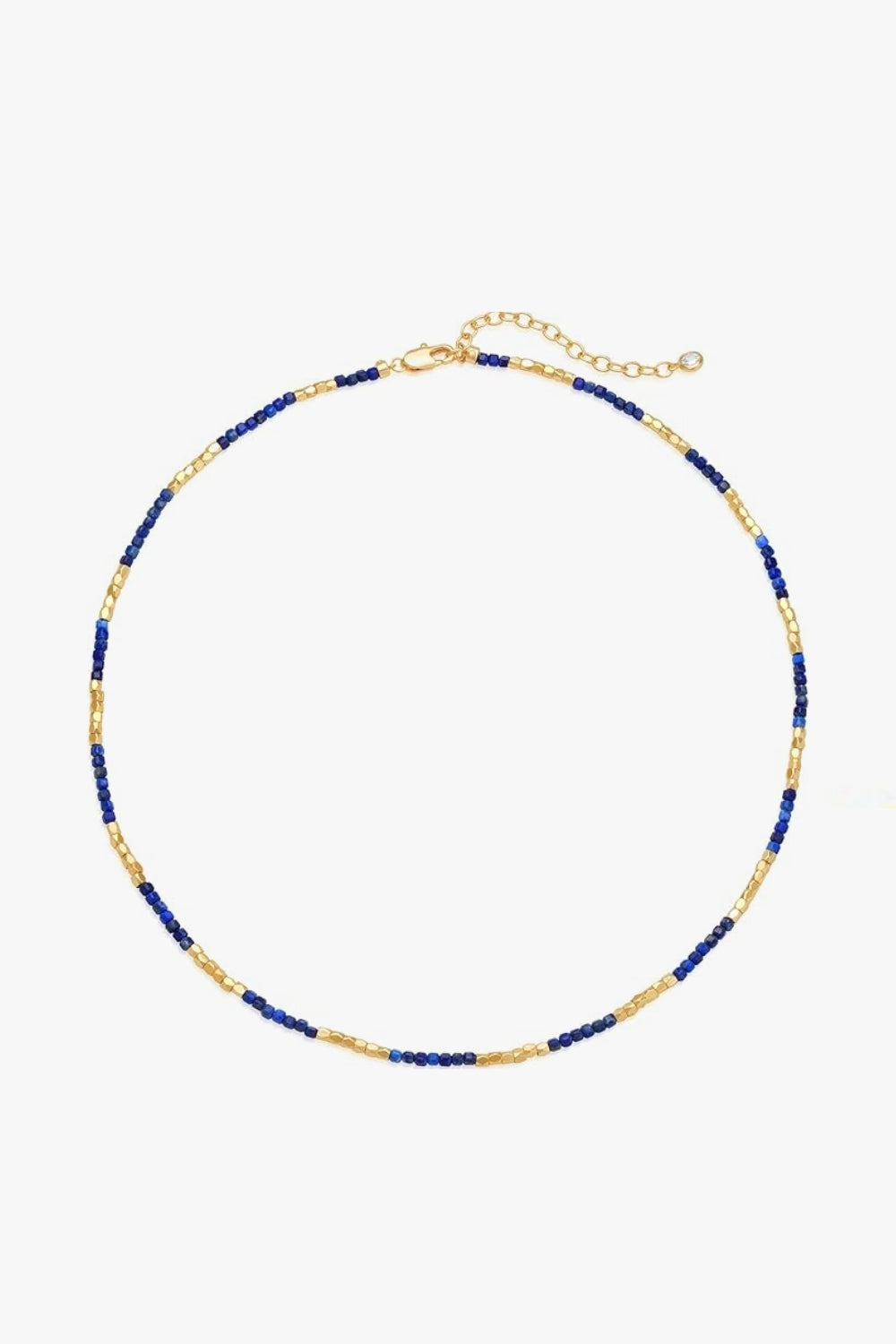 Lucia Necklace Deep End – slim gold-plated necklace with deep navy and ocean-blue gemstone beads