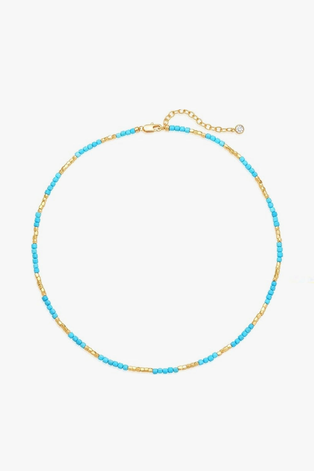 Lucia Necklace Riviera Dream – slim gold-plated necklace with turquoise, teal, and seafoam gemstone beads