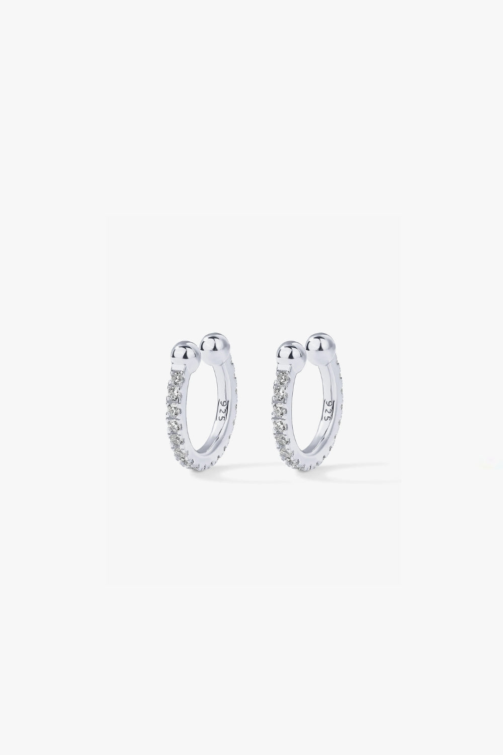Paige white gold adjustable hoop pavé ear cuff with slender curved design.