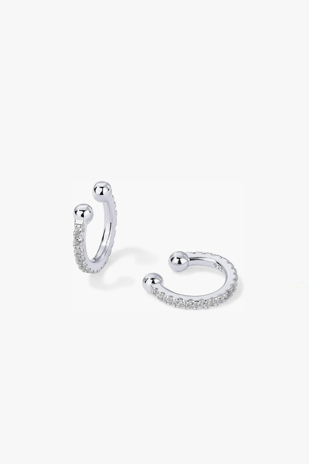 Paige white gold adjustable hoop pavé ear cuff with slender curved design.