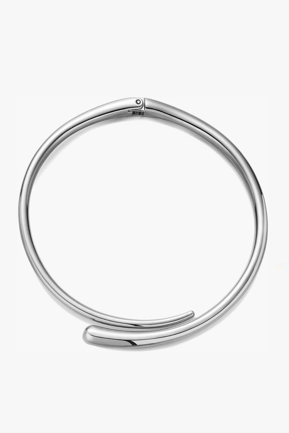 Lena Necklace in white gold sculptural open collar with hinge and spring clasp, 4.72" diameter on white background