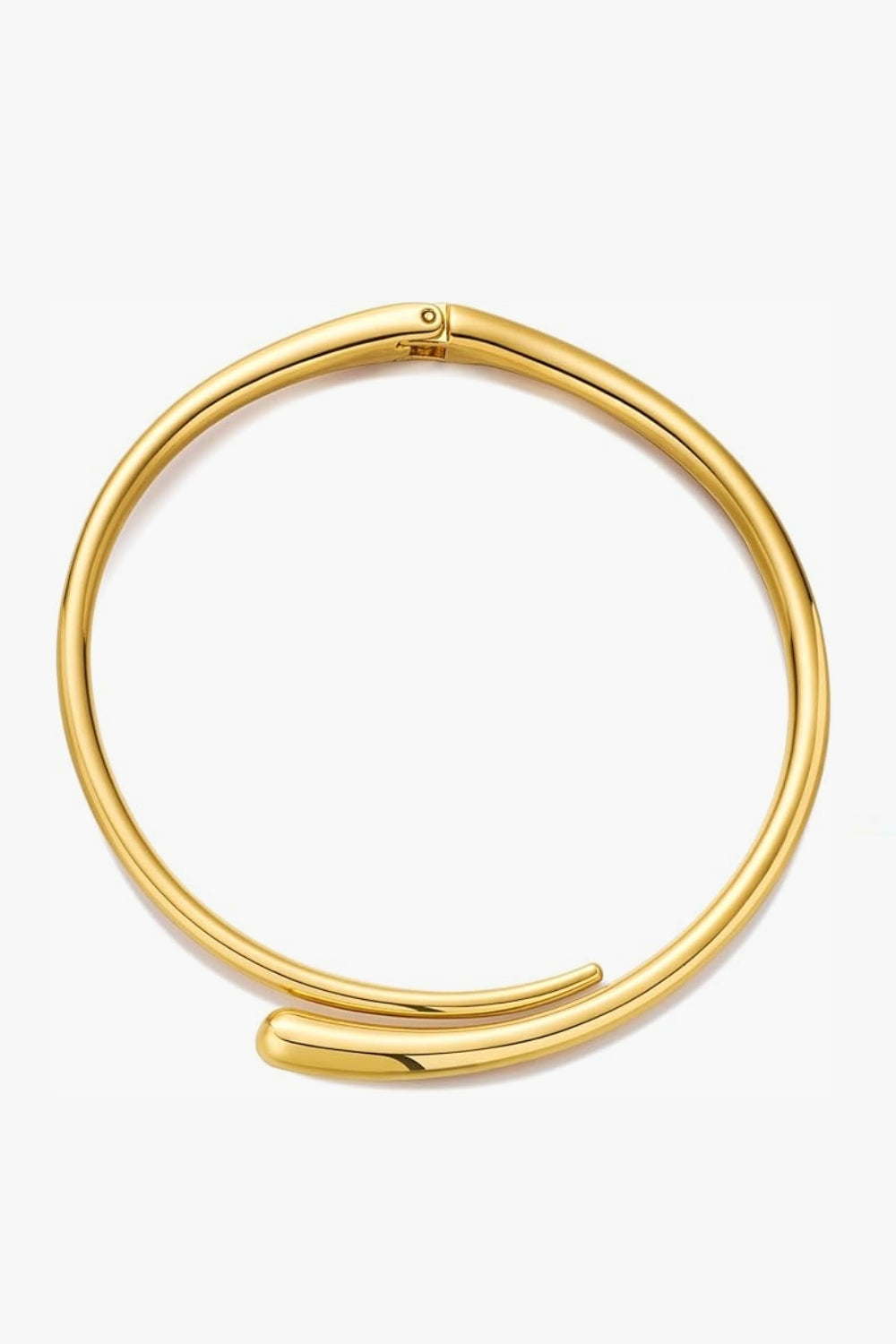 Lena Necklace in yellow gold sculptural open collar with hinge and spring clasp, 4.72" diameter on white background