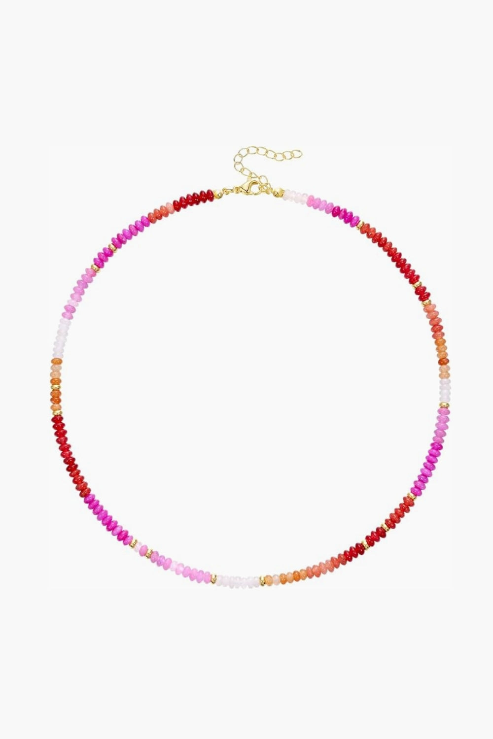 Lola Necklace Poppy – slim gold-plated necklace with red, blush, and coral gemstone beads