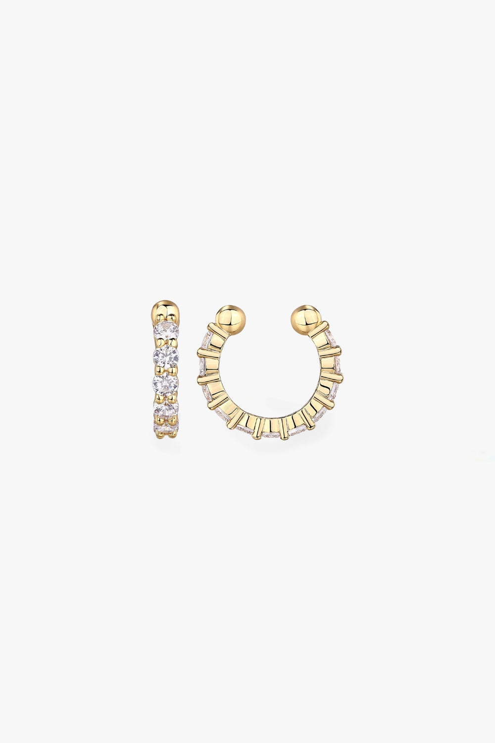 Tess yellow gold pavé ear cuff with slim design.