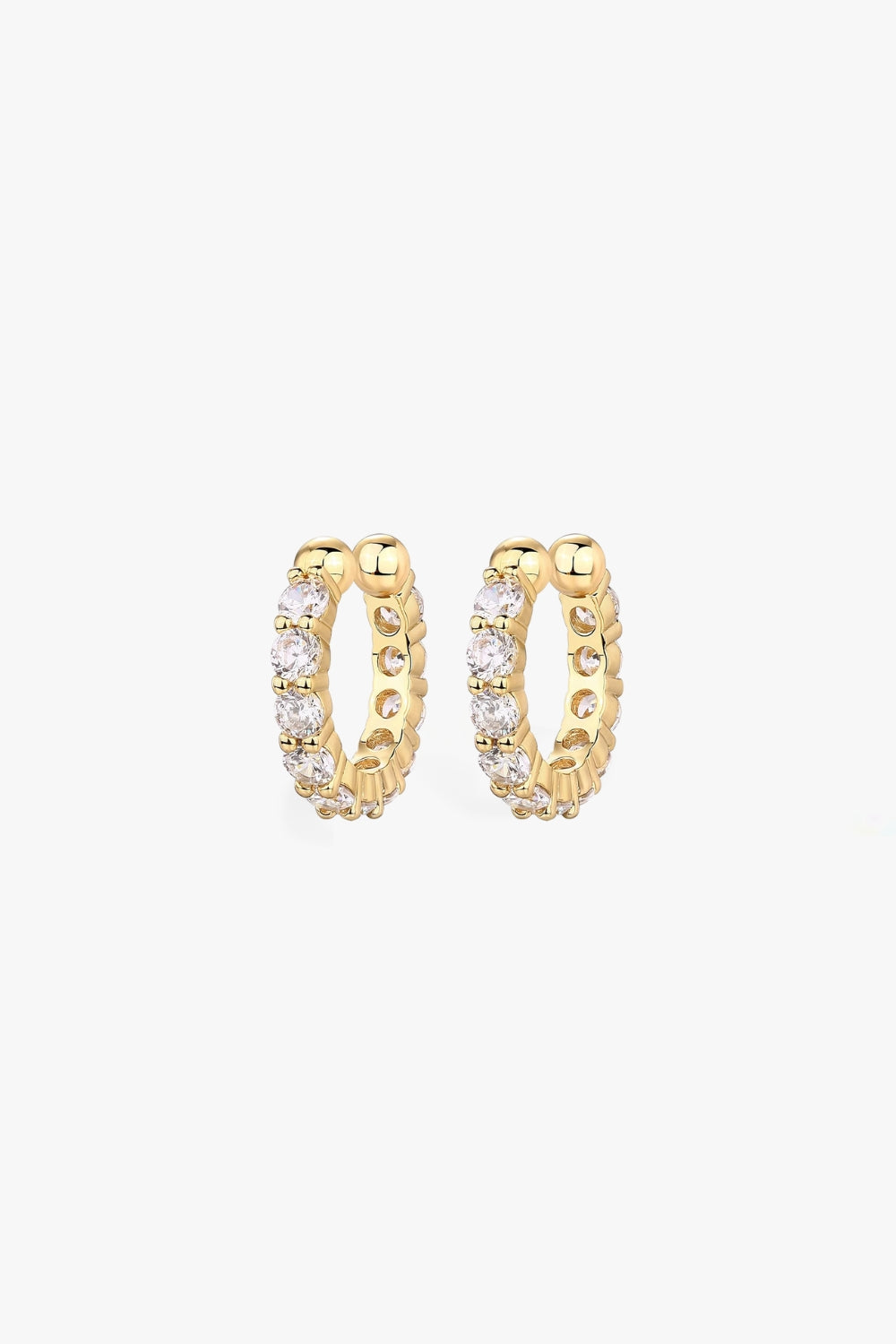 Tess yellow gold pavé ear cuff with slim design.